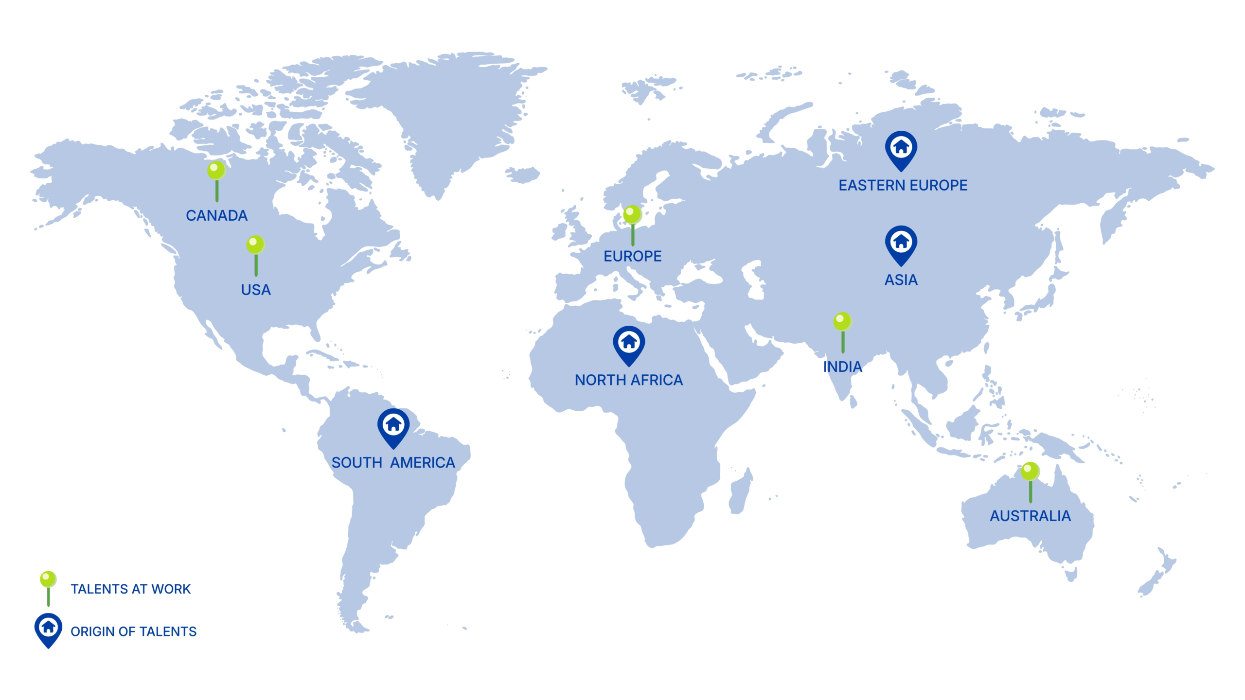Worldmap of K&K Talents locations